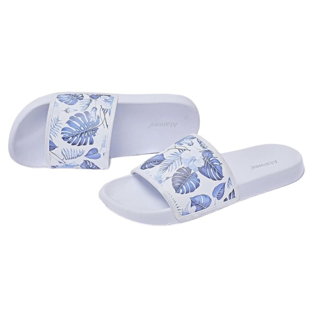 NEW Women White Beach Slides Sandals Size 9 Ataiwee - Picture 6 of 6